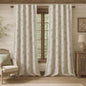 Boho Floral 100% Blackout Curtains 84 Inch 2 Panels Linen Texture