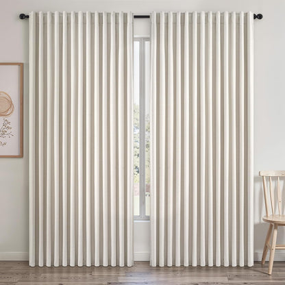 Topfinel Cream Linen Blackout Curtains 84 Inch Long for Bedroom Living Room, Ivory Pinch Pleat Back Tab Full Blackout Drapes Farmhouse Boho Curtains for Window, White Neutral Curtains 52" X 84" 7 FT