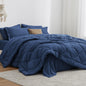 Love's cabin Queen Comforter Set, 7 Pieces Bed in a Bag, Black