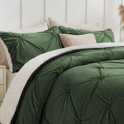 BEDELITE Fluffy Sherpa Queen Comforter Set,Grey