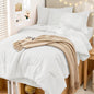 MUXHOMO Full Comforter Set 7 Pieces, Soft Bed in a Bag, Beige
