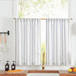 jinchan Linen Striped Tier Curtains for Kitchen Windows Green 26 x 24 inch