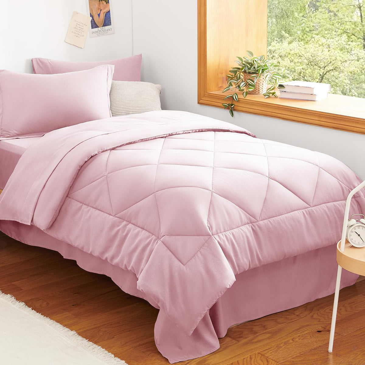 CozyLux Full Comforter Set 82"x86" Dark Grey - 7 Piece Bed in a Bag