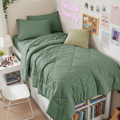 HEVUMYI 7-Piece Full Comforter Set, Dark Grey Bed in a Bag