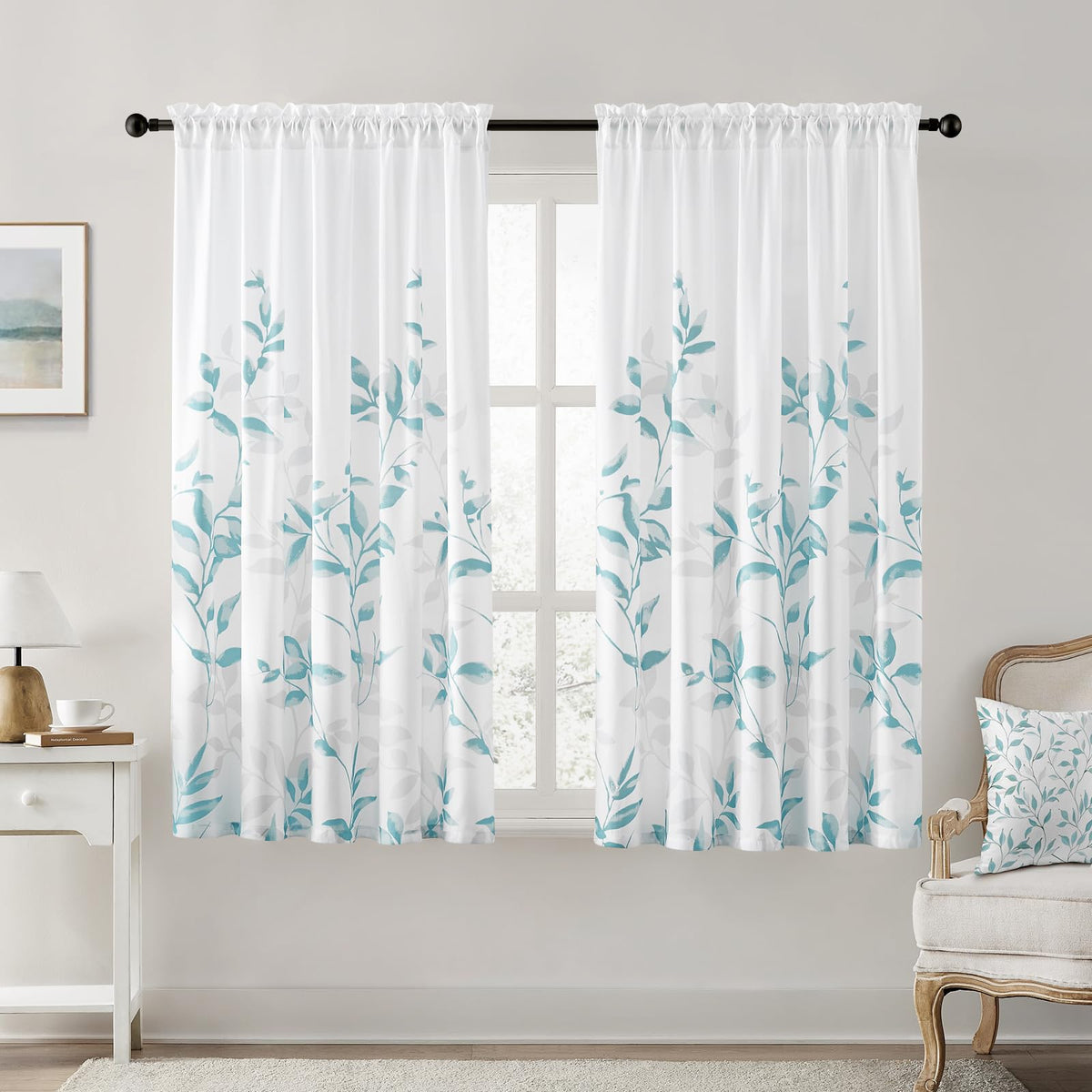 HOMEIDEAS Kitchen Curtains, Short Non-See-Through Privacy Curtains 30"X36"