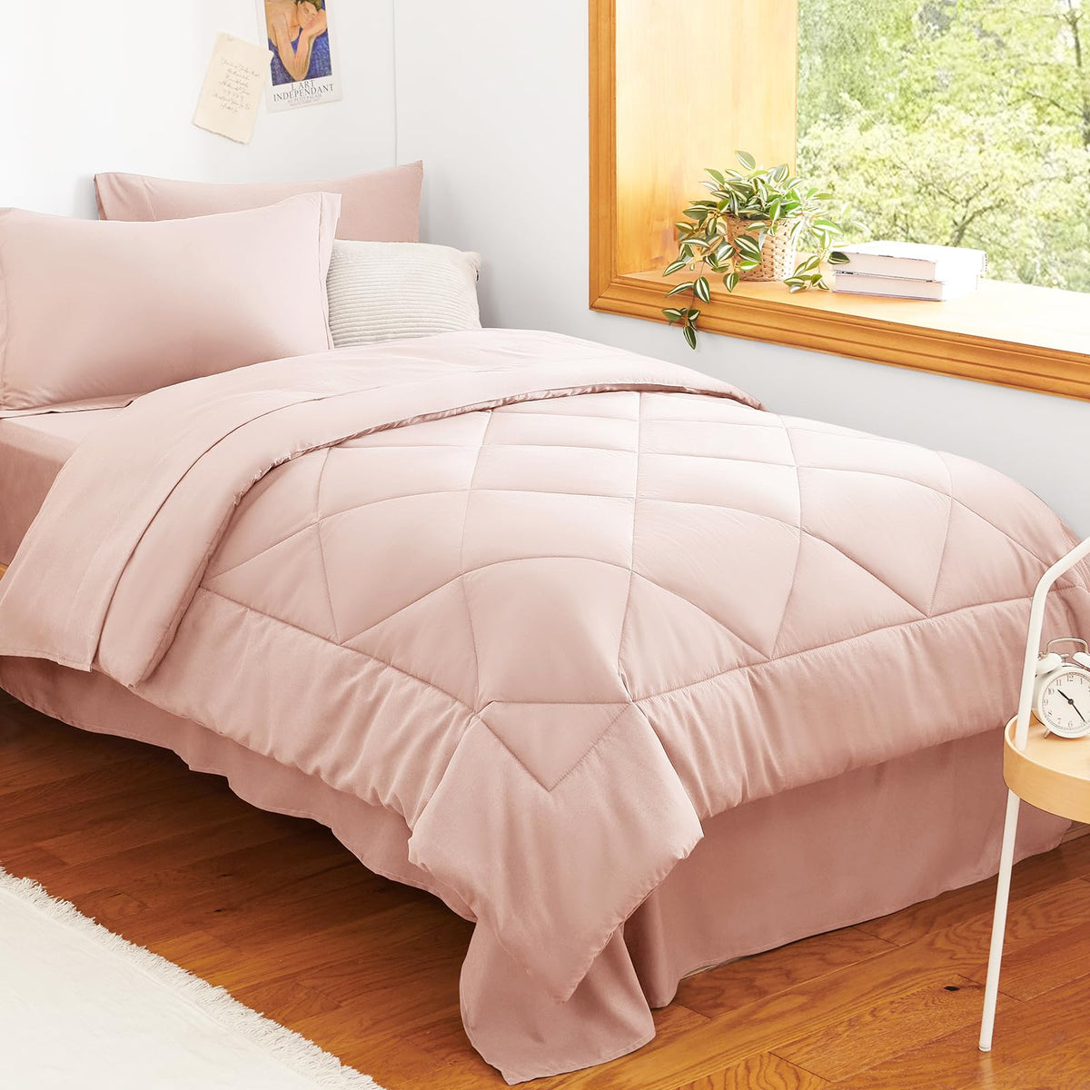 CozyLux Full Comforter Set 82"x86" Burgundy - 7 Piece Bed in a Bag