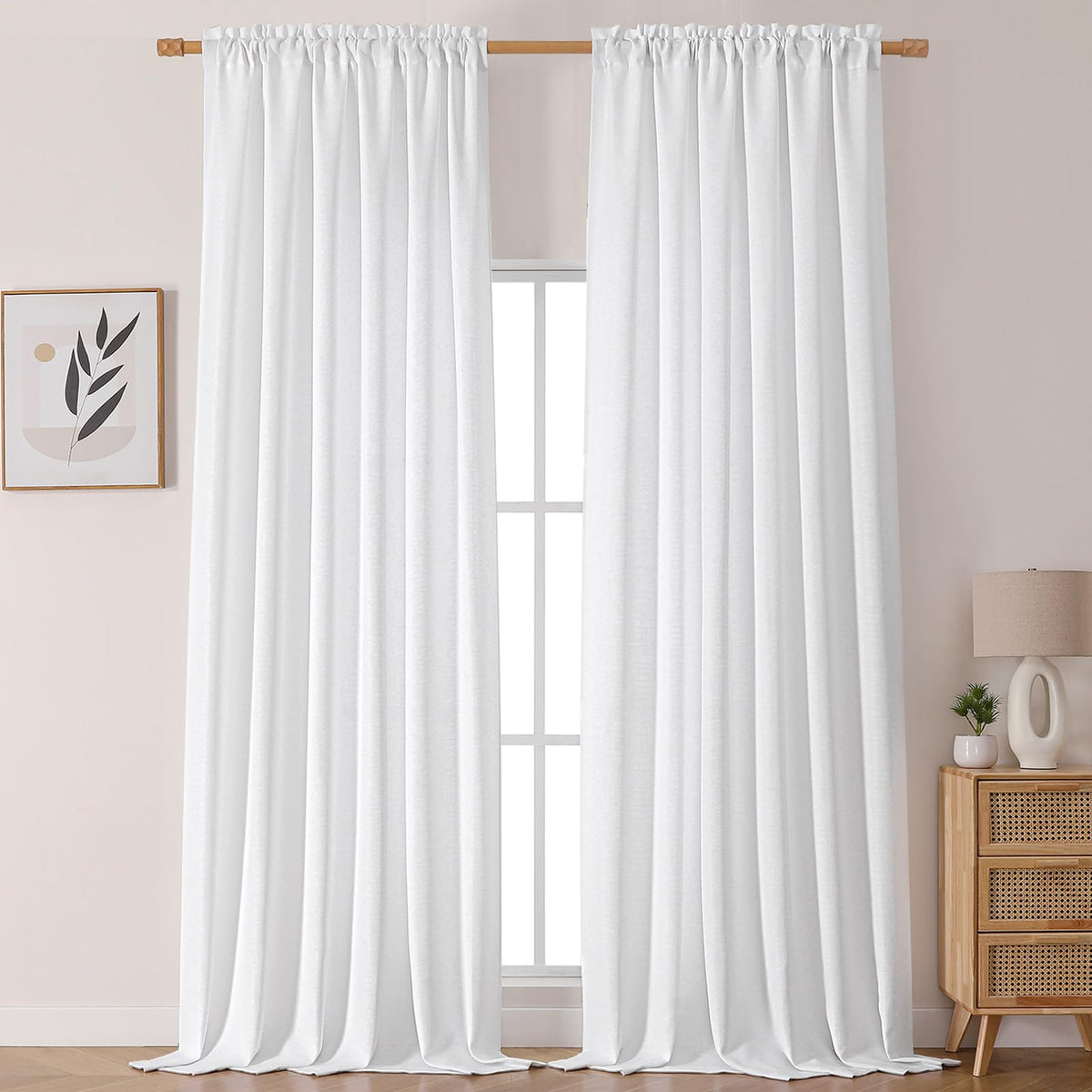 Chyhomenyc 2 Panels White Kitchen Curtains 36 Inch Length Tier Curtain