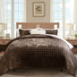 RECYCO Channel Box Stitch Velvet Quilt Set, King Size, Beige