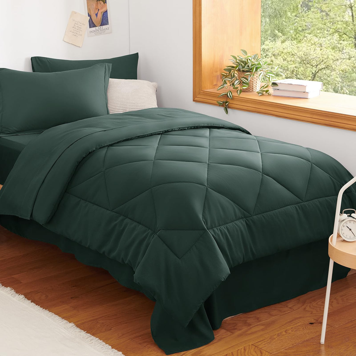 CozyLux Full Comforter Set 82"x86" Burgundy - 7 Piece Bed in a Bag