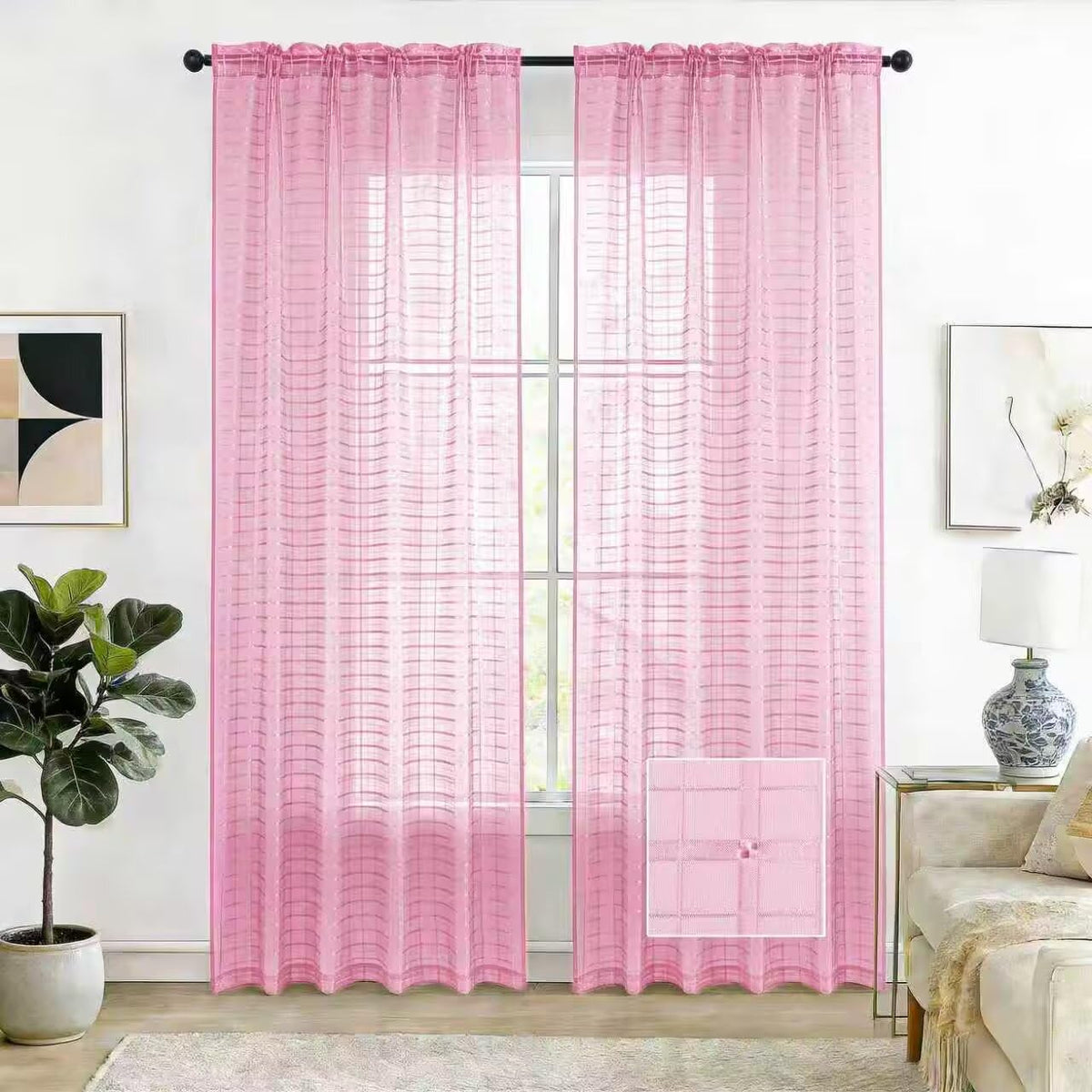 SpaceDresser Sheer Voile Curtains for Living Room 84 Inch Long 2 Panels