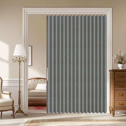 AJAZZ Blackout Accordion Door Magnetic Door Curtain Folding Closet Doors Curtain Invisible for Bedroom Room Living Room Doorway, Grey 42" W x 78" L, 1 Panel
