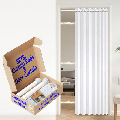 AJAZZ Blackout Accordion Door Magnetic Door Curtain Folding Closet Doors Curtain Invisible for Bedroom Room Living Room Doorway, Grey 42" W x 78" L, 1 Panel