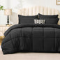 Love's cabin Full Comforter Set Black, 7 Pieces Full Bed in a Bag, All Season Bedding Sets with 1 Comforter, 1 Flat Sheet, 1 Fitted Sheet, 2 Pillowcase and 2 Pillow Sham