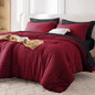 MUXHOMO Queen Comforter Set 7 Pieces, Seersucker Bed in a Bag, Beige