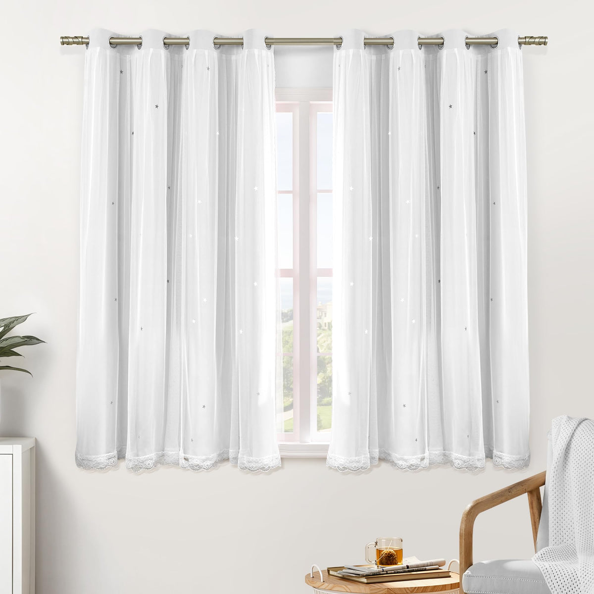 XiDi Blackout Curtains for Girls Bedroom Decor Pink Kids Rainbow Curtains