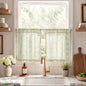 jinchan Linen Striped Tier Curtains for Kitchen Windows Green 26 x 24 inch