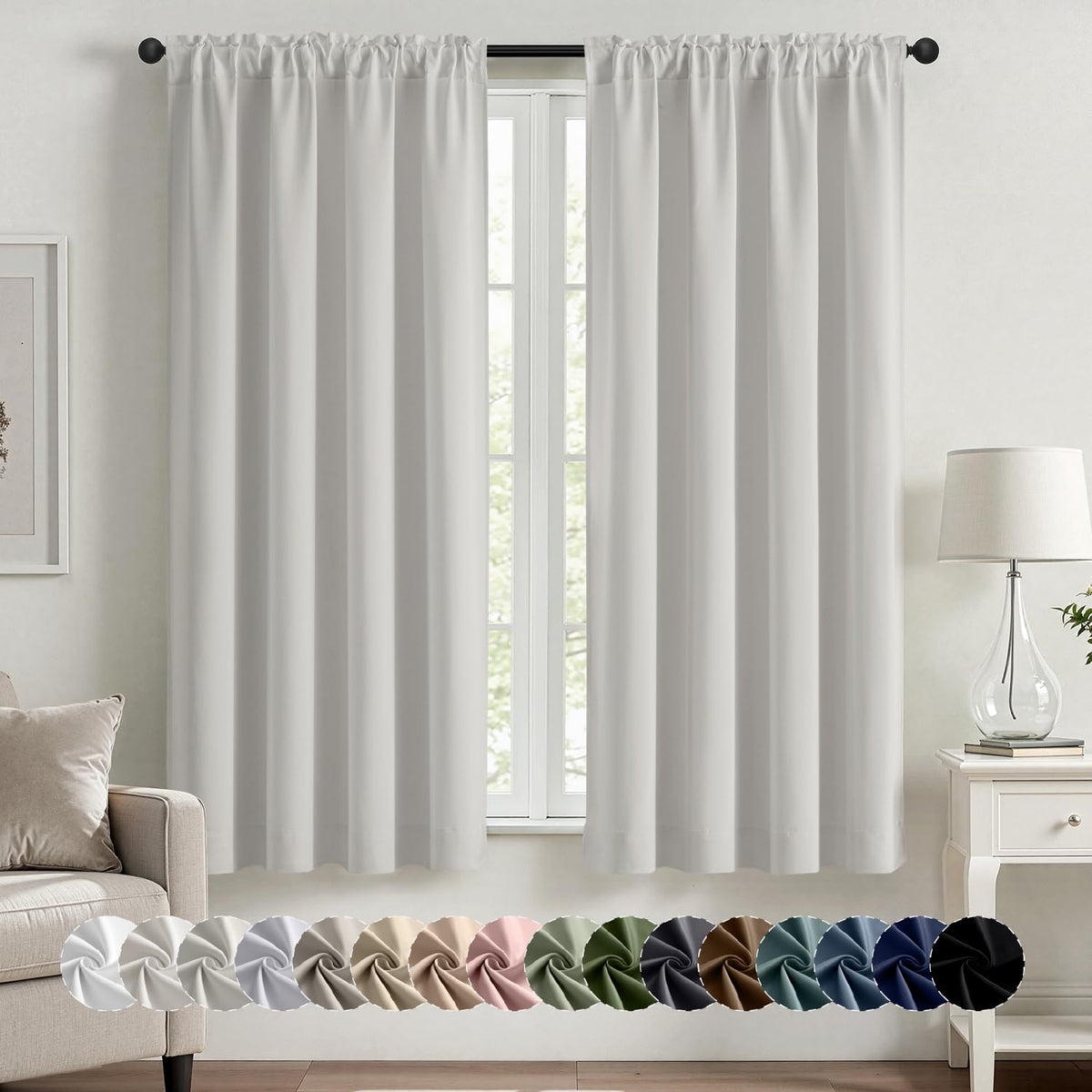 MIULEE Halloween Black Blackout Curtains for Bedroom Room 40"x63" 2 Panels