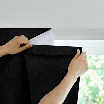 Jilron Adhesive Curtain,100% Blackout Curtains, No Drilling, Suitable for Multi-Scenes Privacy Protection (Black - W35 × L60 in)