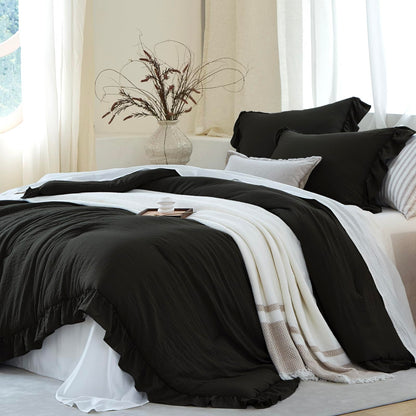 Sage Green Ruffle 3 Pieces Comforter Queen Shabby Chic Bedding