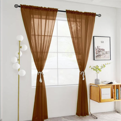 SpaceDresser Sheer Voile Curtains for Living Room 84 Inch Long 2 Panels
