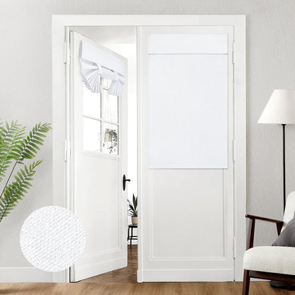 HOMEIDEAS 100% Blackout Linen Door Curtains for French Door 26x68 Inch