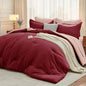MUXHOMO Queen Comforter Set 7 Pieces, Soft Bed in a Bag, Olive Green