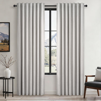 Topfinel Cream Linen Blackout Curtains 84 Inch Long for Bedroom Living Room, Ivory Pinch Pleat Back Tab Full Blackout Drapes Farmhouse Boho Curtains for Window, White Neutral Curtains 52" X 84" 7 FT