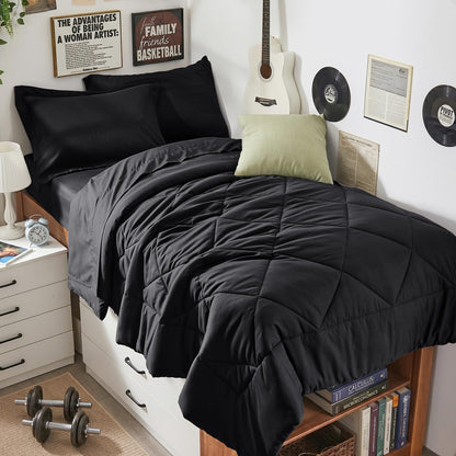 HEVUMYI 7-Piece Full Comforter Set, Dark Grey Bed in a Bag