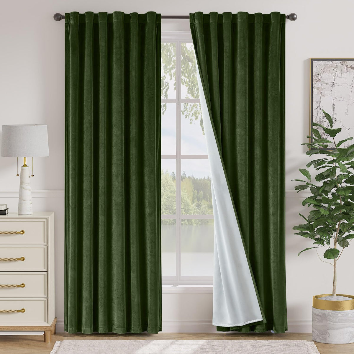 Lazzzy Blackout Curtains Thermal Insulated Curtains Room Window Drapes Super Soft Luxury Curtains for Living Room Bedroom Rod Pocket 2 Panels, 96 Inch Lined | Beige