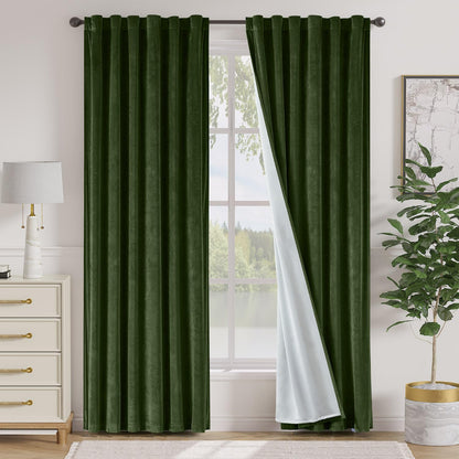 Lazzzy Blackout Curtains Thermal Insulated Curtains Room Window Drapes Super Soft Luxury Curtains for Living Room Bedroom Rod Pocket 2 Panels, 96 Inch Lined | Beige