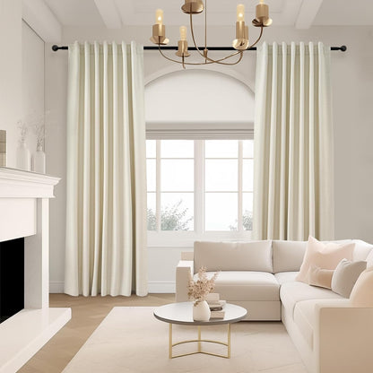 Topfinel Cream Linen Blackout Curtains 84 Inch Long for Bedroom Living Room, Ivory Pinch Pleat Back Tab Full Blackout Drapes Farmhouse Boho Curtains for Window, White Neutral Curtains 52" X 84" 7 FT
