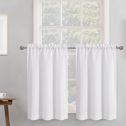 Chyhomenyc 2 Panels White Kitchen Curtains 36 Inch Length Tier Curtain