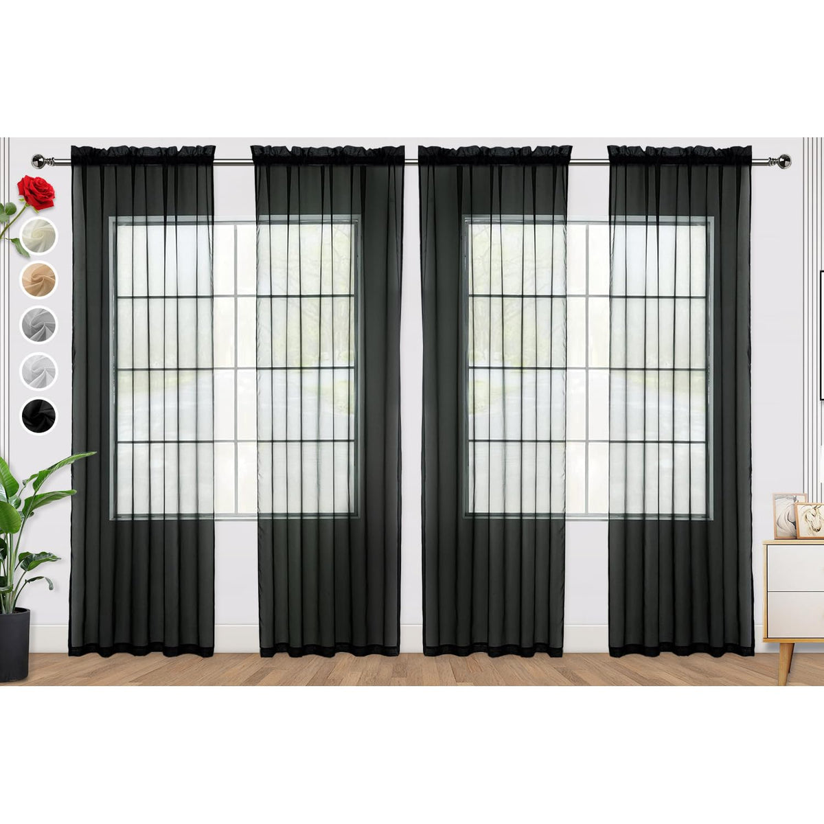 SpaceDresser Sheer Voile Curtains for Living Room 84 Inch Long 2 Panels