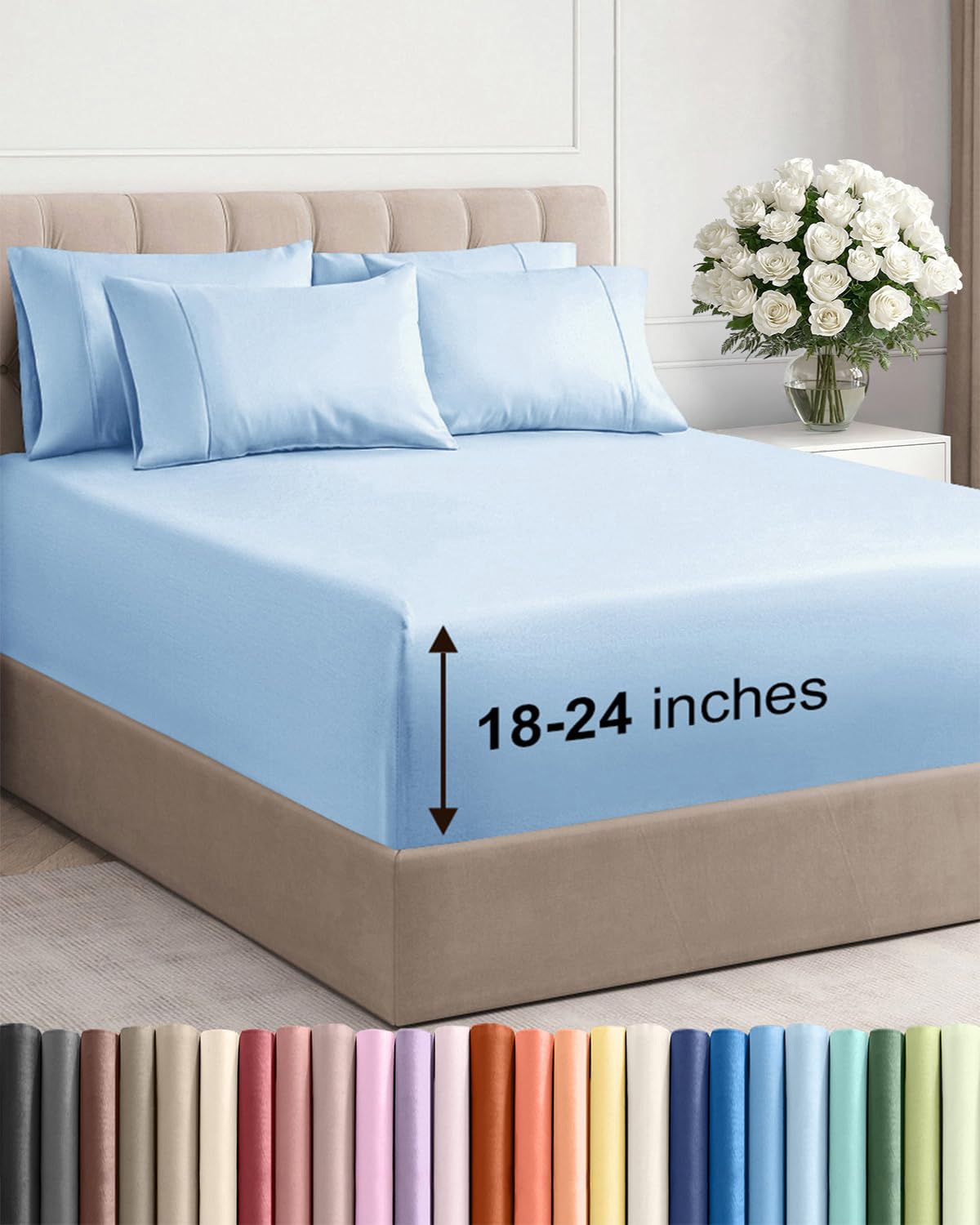 CGK Extra Deep King Sheet Set - 6pc Cooling Sheets - White