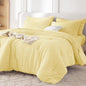 MUXHOMO Queen Comforter Set 7 Pieces, Seersucker Bed in a Bag, Beige