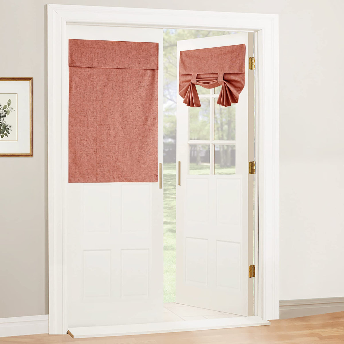 RYB HOME Blackout French Door Curtain, No Drill, W26 x L69, Black, 1 Panel
