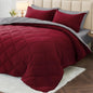 MUXHOMO Full Comforter Set 7 Pieces, Reversible Bed in a Bag, Red/Black