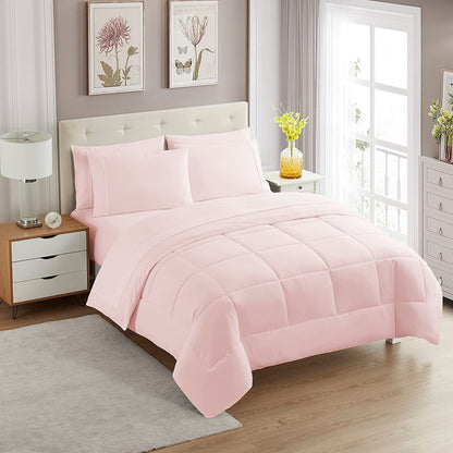 Full Size Comforter Set with Sheets - 7-Piece Bedding Collection - 1 Comforter, 1 Fitted Sheet, 1 Flat, 4 Pillowcases - Deep Pocket - Soft & Breathable Premium Quality - Ideal for All Seasons, Gray