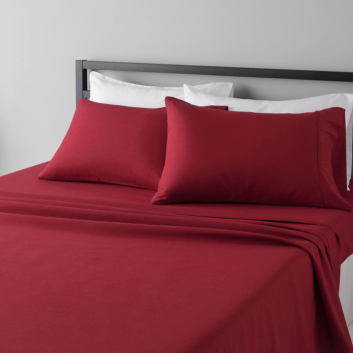 Amazon Basics Lightweight Super Soft Easy Care Breathable Microfiber 4 Piece Bed Sheets Set with 14-Inch Deep Pockets, Full, Navy Blue, Solid
