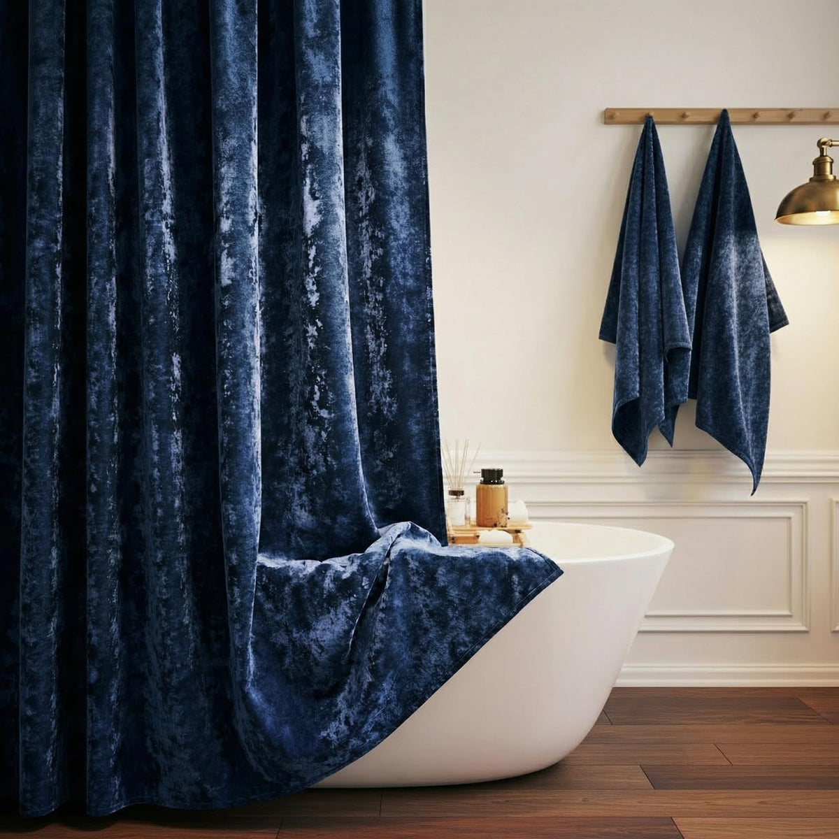 TAMGHO Crushed Velvet Shower Curtain, Marron Red, 72 x 72