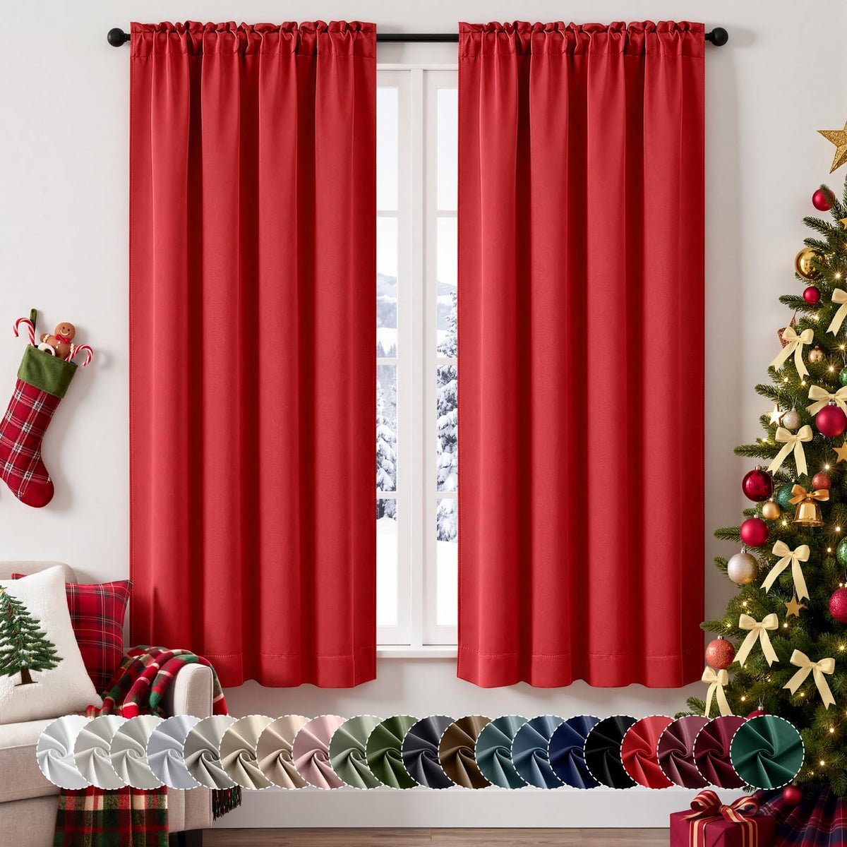 MIULEE Halloween Black Blackout Curtains for Bedroom Room 40"x63" 2 Panels