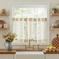 jinchan Beige Floral Linen Kitchen Tier Curtains 50x45 Inch 2 Panels
