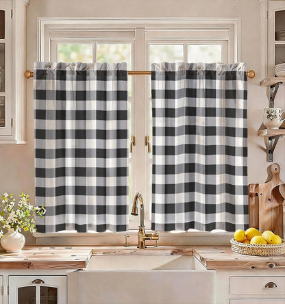 Miss Adola 36 Inch Length Kitchen Tier Curtains Pumpkin Leaf Cafe Curtains