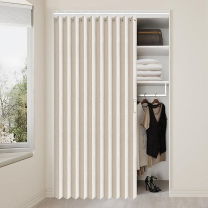 Vatge Closet Door Curtain Room Divider Drapes, Pleated Folding Style Curtains for Doorways Curtain for Bedroom Without Door,1 Panel with Tieback, W39 x L78, Black