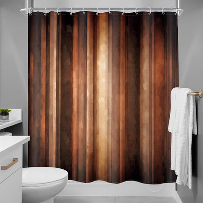 Rustic Brown Striped Shower Curtain Abstract Ombre Vintage Modern Masculine