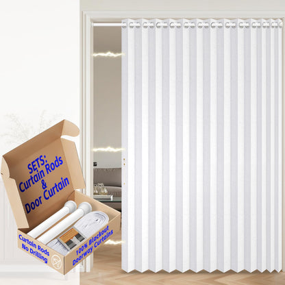 AJAZZ Blackout Accordion Door Magnetic Door Curtain Folding Closet Doors Curtain Invisible for Bedroom Room Living Room Doorway, Grey 42" W x 78" L, 1 Panel