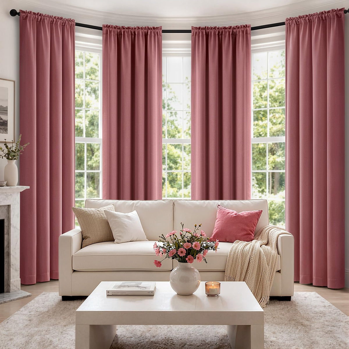 MIULEE Black Blackout Curtains 63 Inch Length for Bedroom Set of 4 Panels
