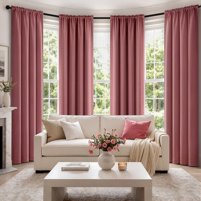 MIULEE Black Blackout Curtains 63 Inch Length for Bedroom Set of 4 Panels