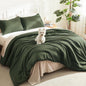 Litanika Queen Comforter Set Sage Green, 3 Pieces Lightweight Solid Bed Set