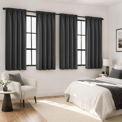 MIULEE Black Blackout Curtains 63 Inch Length for Bedroom Set of 4 Panels